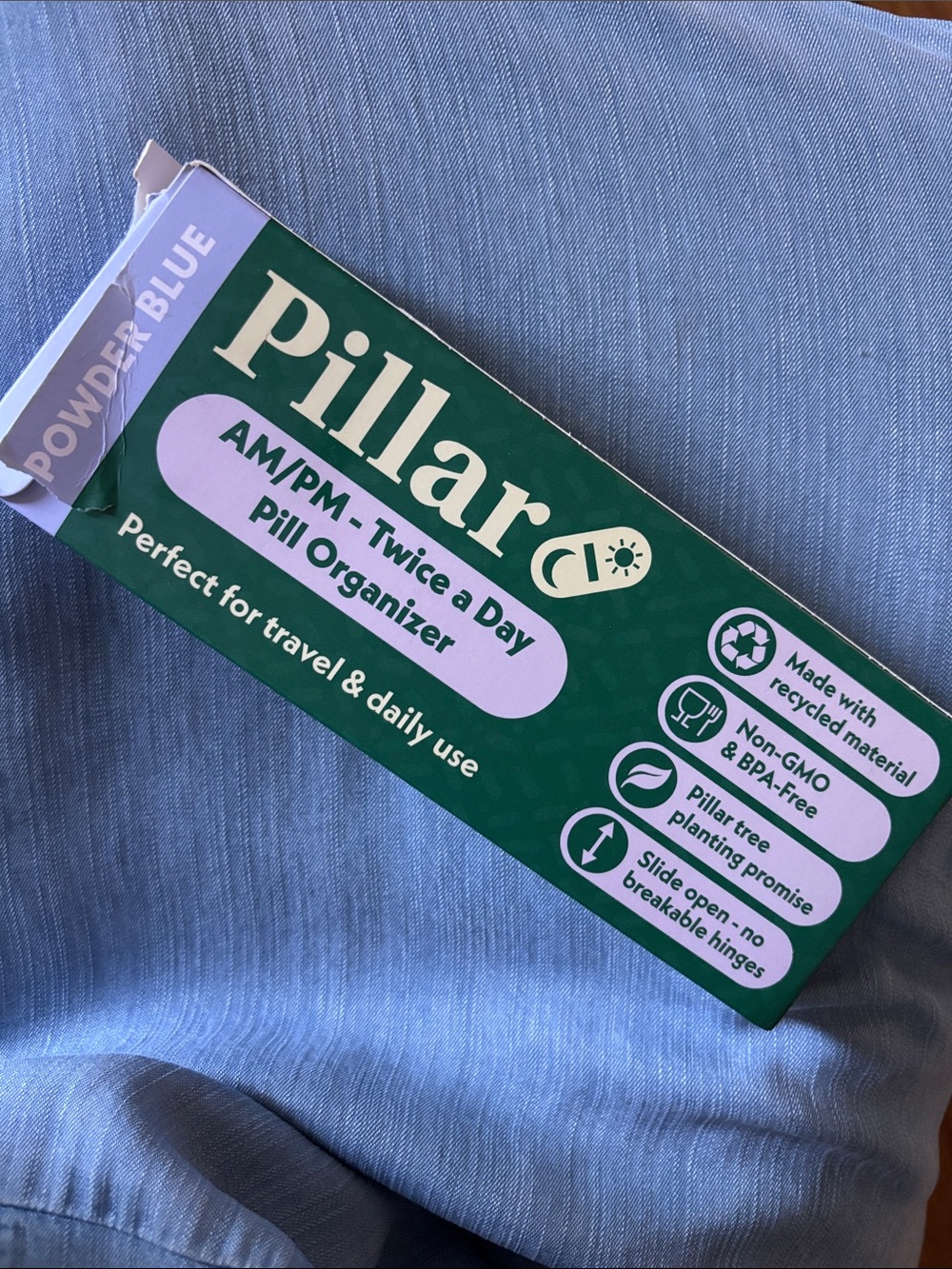 PILLAR AM/PM Twice a Day Pill Organizer - Powder Blue